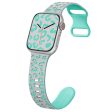 Apple Watch Series 41mm - 40mm - 38mm Leopard Silicone Strap - Grey+Cyan Cheap