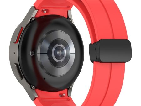 Samsung Galaxy Watch7 40mm Replacement Band Magnetic Folding Black Buckle Silicone Strap - Red Cheap