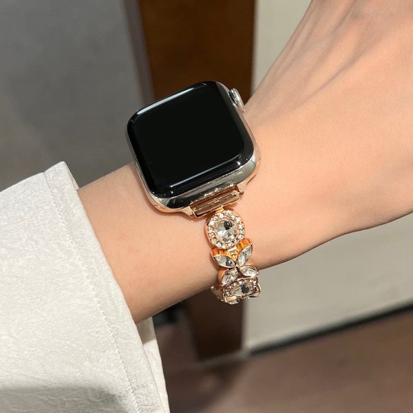 Apple Watch Series 41mm - 40mm - 38mm Band Zircon Gems Bracelet - Rose Gold Online