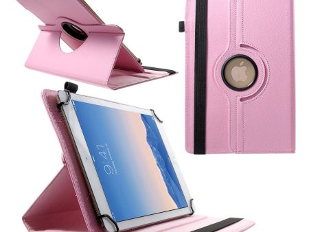 Anti-Drop 360-Degree Swiveling Stand Litchi Texture Universal Leather Protective Case for 9-10 inch Tablet - Pink Supply