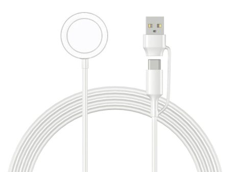 Apple Watch 1m USB-A   Type-C Port Charging Cable Wireless Round Charging Dock - White Online now