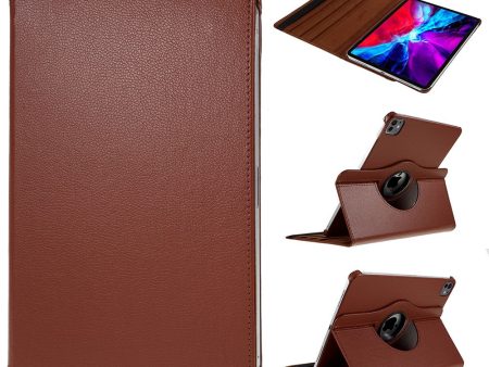 iPad Pro 13 (2024) Case Vegan Leather Tablet Cover 360 Degree Rotating stand  - Brown For Sale