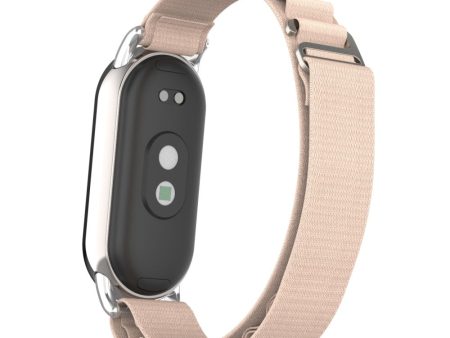 Xiaomi Smart Band 8 nylon strap with silver connector - Apricot Online now