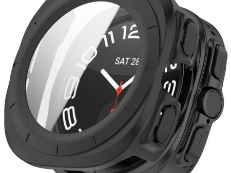 Samsung Galaxy Watch Ultra 47mm Bump Resistant Protective Case Watch Frame Integrated with Tempered Glass Screen Film - Matte Black on Sale