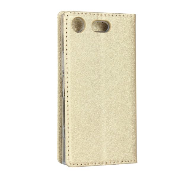 Silk Texture Wallet Stand Mobile Phone Leather Case Cover for Sony Xperia XZ1 Compact - Gold Cheap