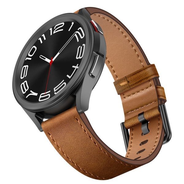 22mm Universal Smart Watch Replacement Strap Top Layer Cowhide Adjustable Wrist Band - Dark Brown For Discount