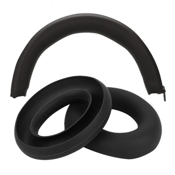 For Anker Soundcore Space One 1 Pair Headphone Ear Pads+1 Headband Sleeve - Black Hot on Sale