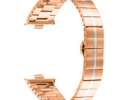 Xiaomi Redmi Watch 4 Stainless Steel Watch Strap Replacement Wrist Band - Rose Gold+Silver For Cheap