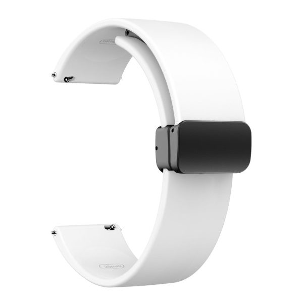 22mm Universal simple silicone strap with black buckle - White For Discount