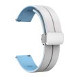 22mm Universal dual color silicone strap with silver buckle - White   Baby Blue Fashion