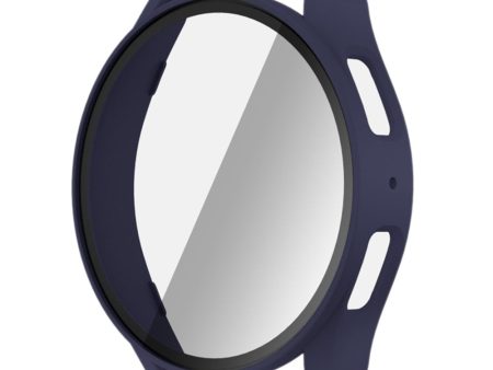 Samsung Galaxy Watch7 40mm Watch Case Bump Resistant Frame with Tempered Glass Screen Film - Midnight Blue For Discount