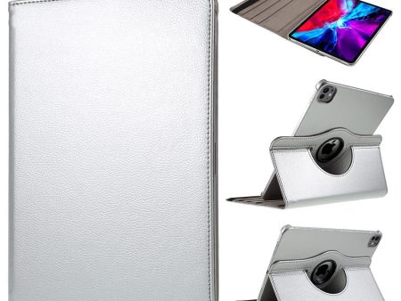 iPad Pro 13 (2024) Case Vegan Leather Tablet Cover 360 Degree Rotating stand  - Silver Hot on Sale