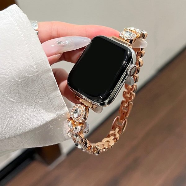 Apple Watch Series 41mm - 40mm - 38mm Band Zircon Gems Bracelet - Rose Gold Online