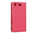 Silk Texture Wallet Stand Mobile Phone Leather Case Cover for Sony Xperia XZ1 Compact - Red Online