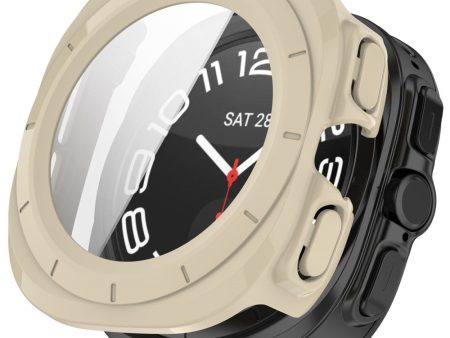 Samsung Galaxy Watch Ultra 47mm Bump Resistant Protective Case Watch Frame Integrated with Tempered Glass Screen Film - Ivory White Online