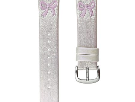 Apple Watch Series 41mm - 40mm - 38mm Watch Band Bowknot Leather Strap - Gradient Silver Pink Supply