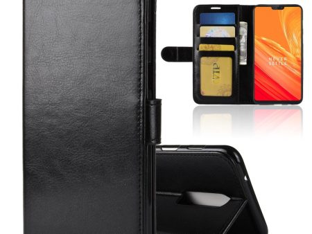 Crazy Horse Magnetic Stand Wallet Leather Mobile Phone Case for OnePlus 6 - Black For Discount