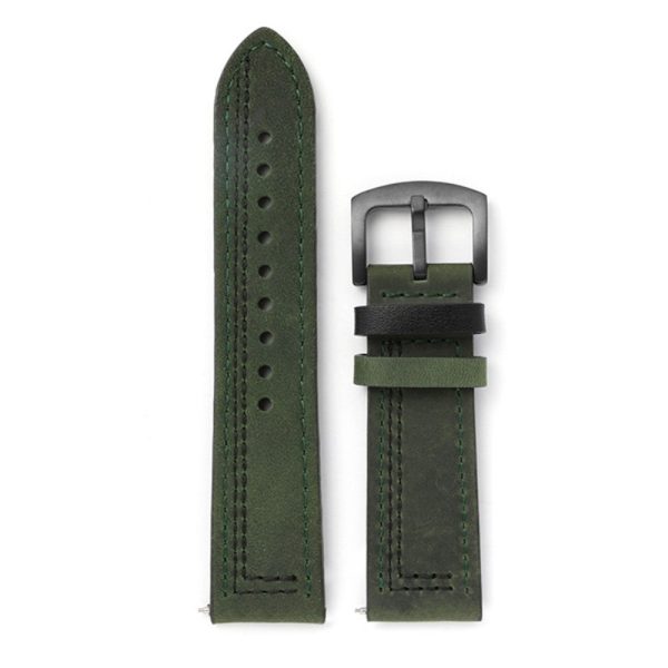 20mm Universal leather strap - Green   Black Stitch Hot on Sale