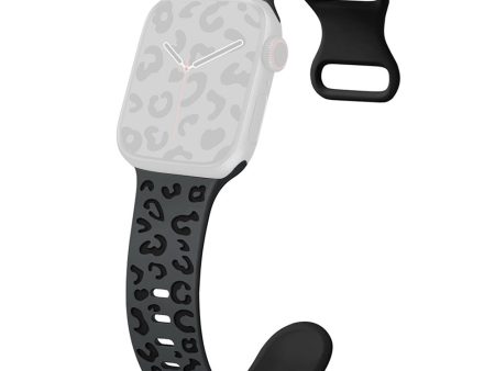 Apple Watch Series 41mm - 40mm - 38mm Leopard Silicone Strap - Coal Black+Black For Discount