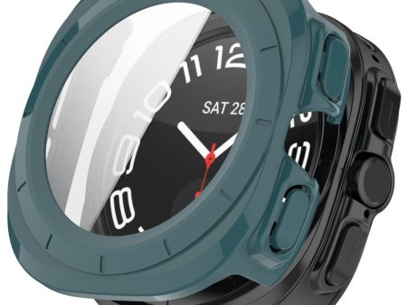 Samsung Galaxy Watch Ultra 47mm Bump Resistant Protective Case Watch Frame Integrated with Tempered Glass Screen Film - Green Online Sale