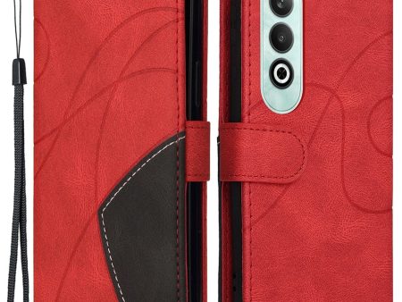 Textured OnePlus Nord CE4 leather case with strap - Red Online Hot Sale