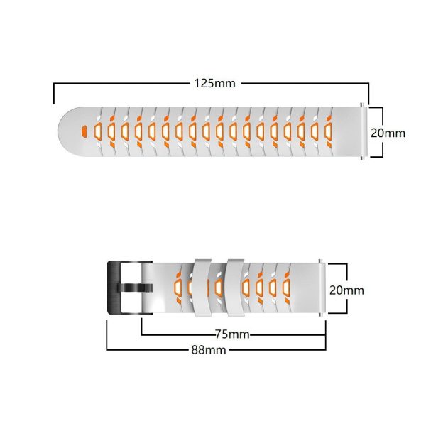 20mm Universal dual color silicone watch strap - Orange   Black Online now