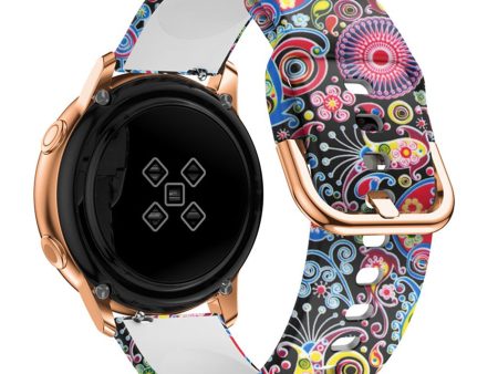 20mm Samsung Galaxy Watch Active pattern silicone watch band - Paisley Flower Fashion