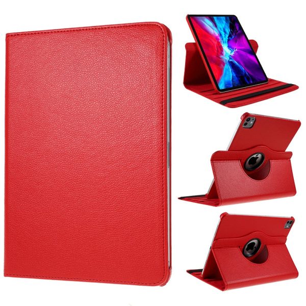 iPad Pro 13 (2024) Case Vegan Leather Tablet Cover 360 Degree Rotating stand  - Red Fashion