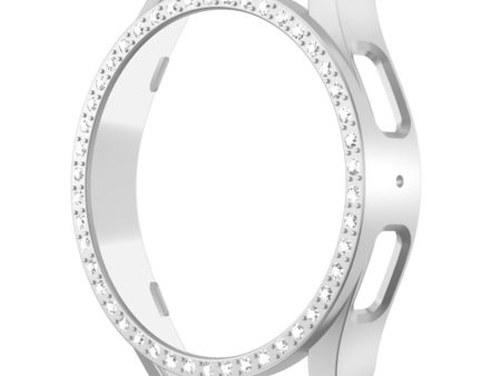 Samsung Galaxy Watch7 40mm Watch Case Rhinestone Decor Hard Bump Resistant Protective Frame - White Online now