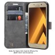 MUXMA Leather Canvas Splicing Stand Mobile Phone Cover Shell for Samsung Galaxy A5 (2017) SM-A520 - Grey Hot on Sale