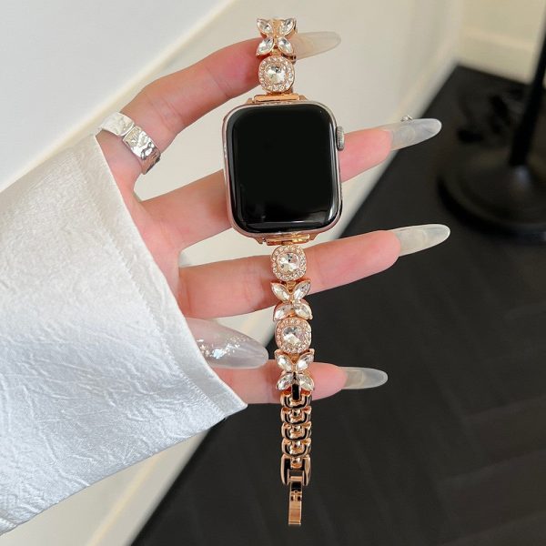 Apple Watch Series 41mm - 40mm - 38mm Band Zircon Gems Bracelet - Rose Gold Online