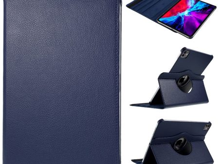 iPad Pro 13 (2024) Case Vegan Leather Tablet Cover 360 Degree Rotating stand  - Dark Blue For Discount