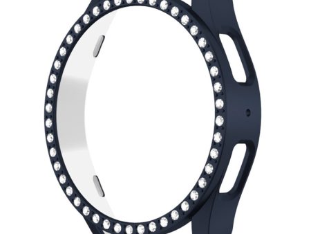 Samsung Galaxy Watch7 40mm Watch Case Rhinestone Decor Hard Bump Resistant Protective Frame - Midnight Blue For Discount