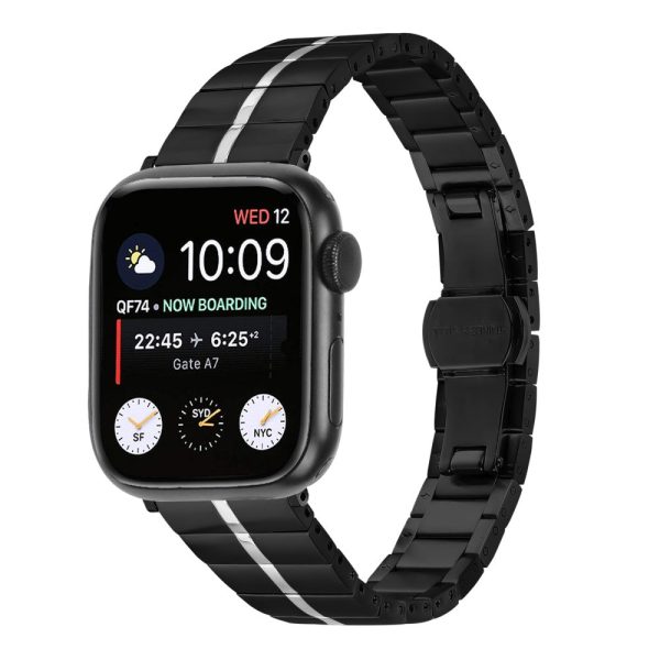 Apple Watch Series 41mm - 40mm - 38mm Stainless Steel Strap - Black+Silver Hot on Sale