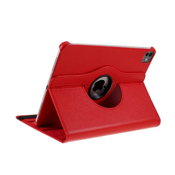 iPad Pro 13 (2024) Case Vegan Leather Tablet Cover 360 Degree Rotating stand  - Red Fashion