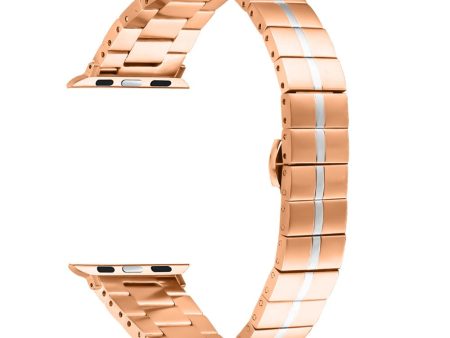 Apple Watch Series 41mm - 40mm - 38mm Stainless Steel Strap - Rose Gold+Silver Online Hot Sale