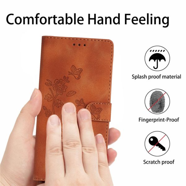 Flower Imprint Leather Case for Sony Xperia 5 , Wallet Stand Mobile Phone Protective Cover - Brown Supply