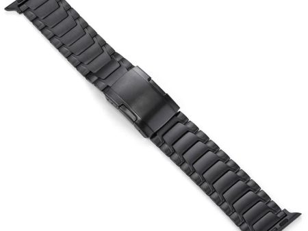 Apple Watch Series 41mm - 40mm - 38mm Titanium Alloy Watch Band Turtleback Clasp - Black Hot on Sale