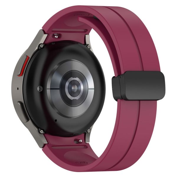 Samsung Galaxy Watch7 40mm Replacement Band Magnetic Folding Black Buckle Silicone Strap - Wine Red on Sale