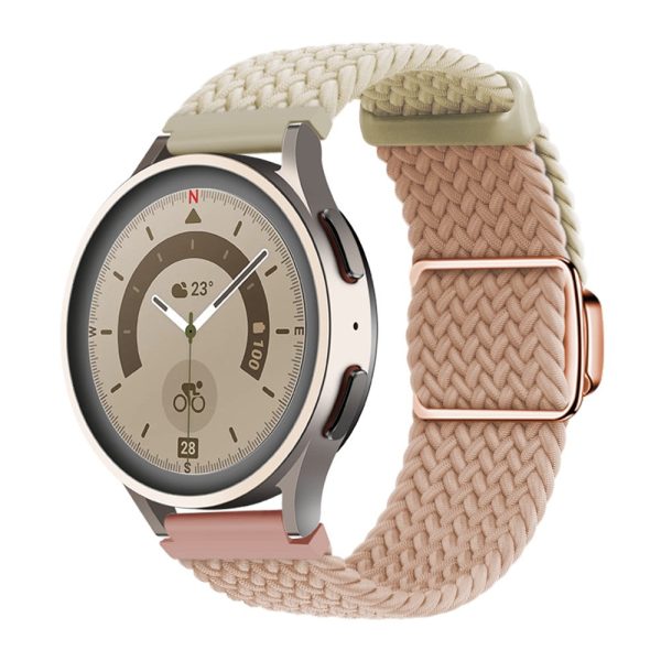 Huawei Watch GT 3 42mm   GT 3 Pro 43mm Universal 20mm Watch Strap Magnetic Buckle Woven Wrist Band - Starlight+Milk Tea   Rose Gold Buckle Online now