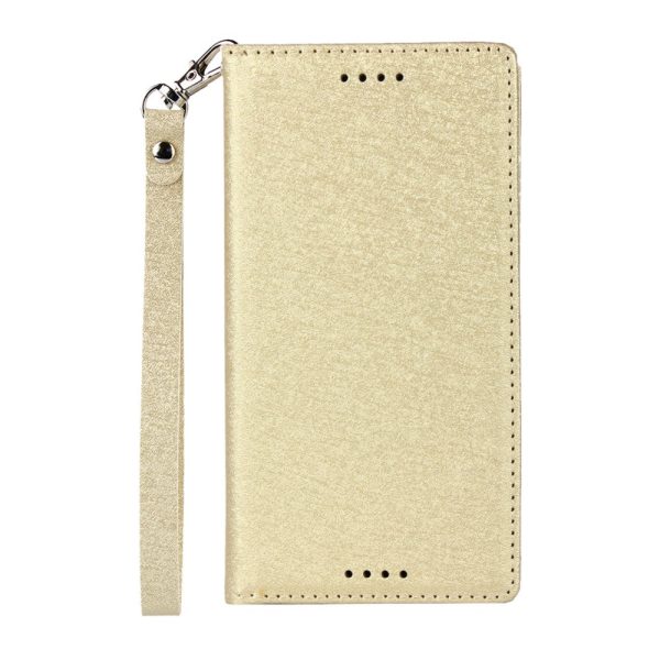 Silk Texture Wallet Stand Mobile Phone Leather Case Cover for Sony Xperia XZ1 Compact - Gold Cheap