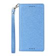 Silk Texture Wallet Stand Mobile Phone Leather Case Cover for Sony Xperia XZ1 Compact - Blue on Sale