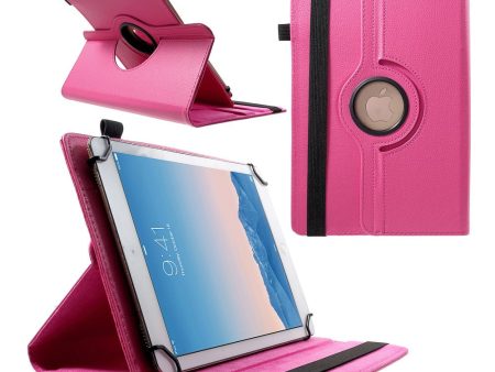 Anti-Drop 360-Degree Swiveling Stand Litchi Texture Universal Leather Protective Case for 9-10 inch Tablet - Rose Sale