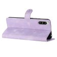 Flower Imprint Leather Case for Sony Xperia 5 , Wallet Stand Mobile Phone Protective Cover - Purple For Discount