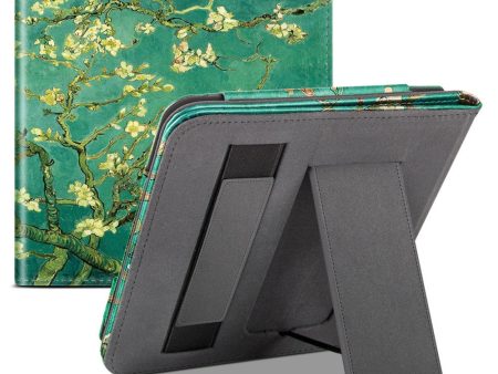 For Kobo Libra 2 N418 Kickstand Case Pattern Printing PU Leather E-Reader Cover - Plum Blossom Online Sale