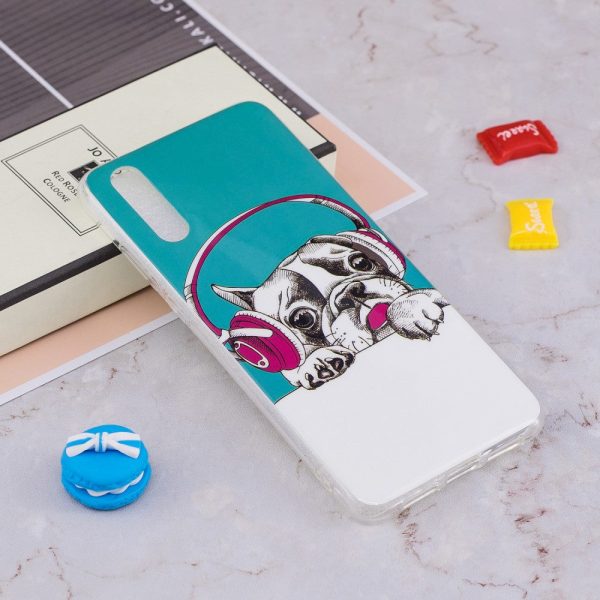 Luminous IMD Patterned Soft TPU Gel Cover for Huawei P20 - Dog Wearing Headphone Online Sale