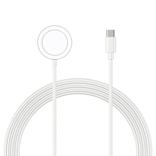 Apple Watch 1m Type-C Port Charging Cable Round Wireless Charging Dock - White Online Sale