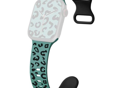 Apple Watch Series 41mm - 40mm - 38mm Leopard Silicone Strap - Green+Black on Sale