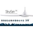 60  Skyfan DC Ceiling Fan w Light in Black, Teak or White SKY1503BL-L, SKY1503TK-L, SKY1503WH-L For Sale