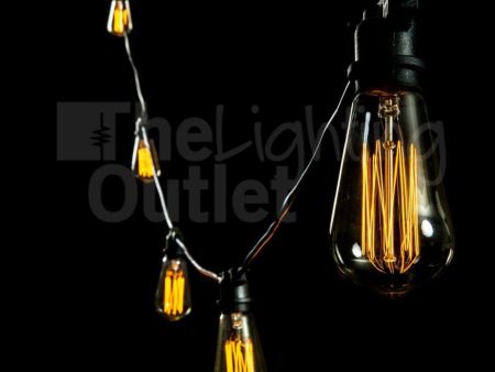 Black 10 or 20 Meter Festoon Lighting 25w Pear Carbon Filament Globes included PL-20FEST + 60007-lusion on Sale